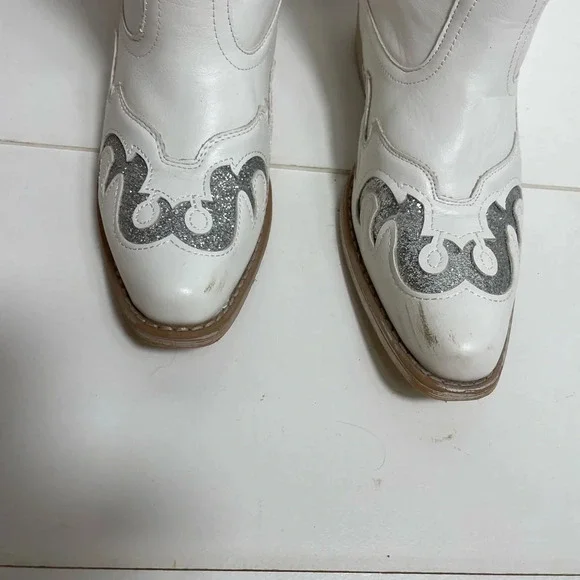 Pierre Dummer White &  Silver Cowboy Boots - Picture 9 of 15